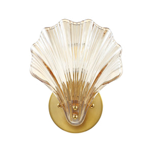 Safavieh Sirena, 5.5 Inch, Amber/Brass, Glass/Iron Wall Sconce Set Of 2 X23 Brass Gold 7.875" x 5.5" x 9.5"