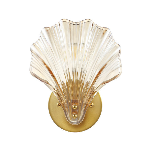 Safavieh Sirena, 5.5 Inch, Amber/Brass, Glass/Iron Wall Sconce Set Of 2 X23 Brass Gold 7.875" x 5.5" x 9.5"