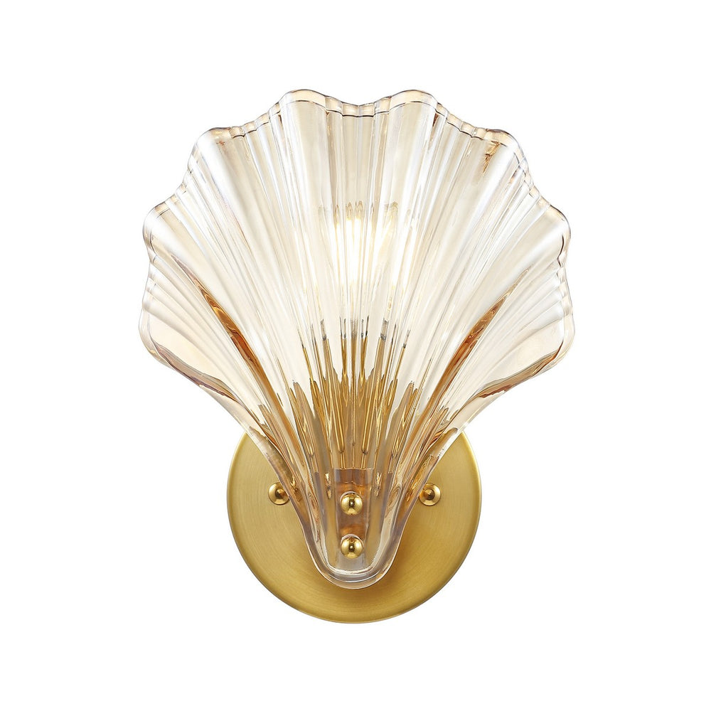 Safavieh Sirena, 5.5 Inch, Amber/Brass, Glass/Iron Wall Sconce Set Of 2 X23 Brass Gold 7.875" x 5.5" x 9.5"