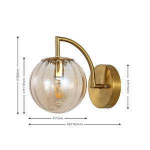 Safavieh PSYLLA, Elegant Glass Wall Sconce Set of 2 for Ambient Lighting in Living Spaces and Hallways Amber / Brass SCN4088A-SET2