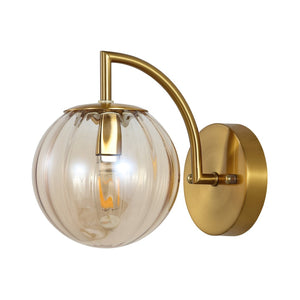 Safavieh PSYLLA, Elegant Glass Wall Sconce Set of 2 for Ambient Lighting in Living Spaces and Hallways Amber / Brass SCN4088A-SET2