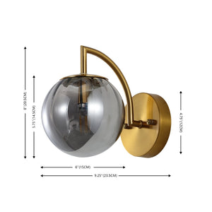 Safavieh PSYLLA, Elegant Glass Wall Sconce Set of 2 for Ambient Lighting in Living Spaces and Hallways Smoke Grey / Brass SCN4088B-SET2
