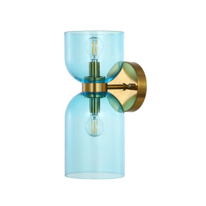 Safavieh Solyn 2Lt 7 Inch Wall Sconce - Set of 2 XII23 Blue / Brass Glass SCN4089A-SET2