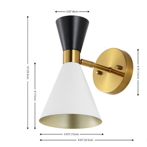 Safavieh ANOYA, Handcrafted Iron Wall Sconce Set of 2 - Modern Multi-Tone White/Black/Brass Finish Elegance SCN4090A-SET2