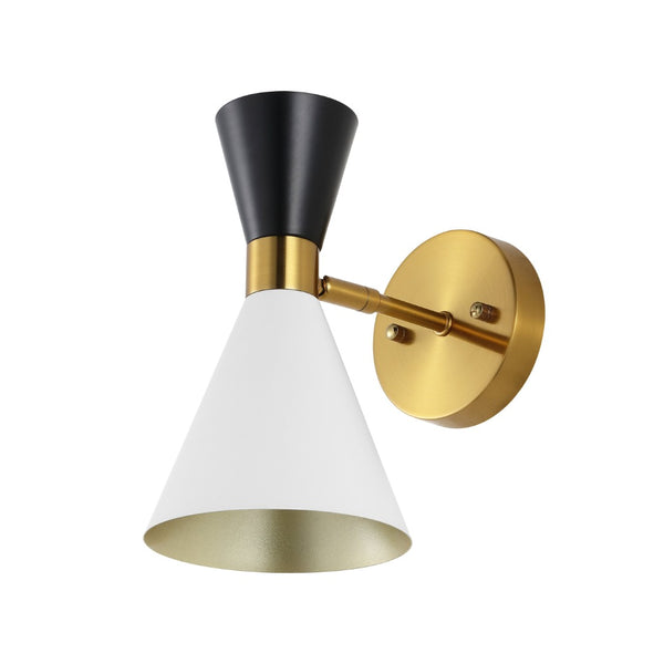 Safavieh ANOYA, Handcrafted Iron Wall Sconce Set of 2 - Modern Multi-Tone White/Black/Brass Finish Elegance SCN4090A-SET2
