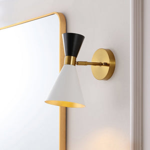 Safavieh ANOYA, Handcrafted Iron Wall Sconce Set of 2 - Modern Multi-Tone White/Black/Brass Finish Elegance SCN4090A-SET2