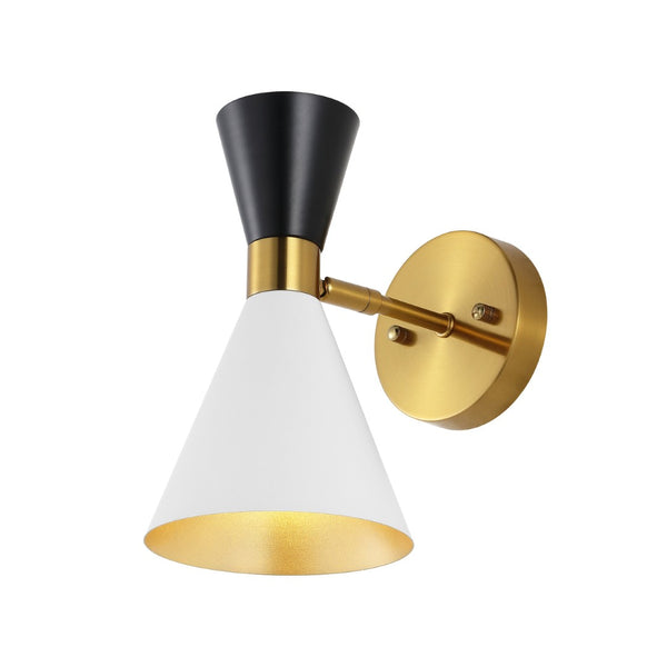 Safavieh ANOYA, Handcrafted Iron Wall Sconce Set of 2 - Modern Multi-Tone White/Black/Brass Finish Elegance SCN4090A-SET2
