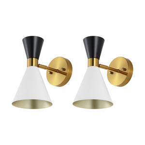 Safavieh ANOYA, Handcrafted Iron Wall Sconce Set of 2 - Modern Multi-Tone White/Black/Brass Finish Elegance SCN4090A-SET2