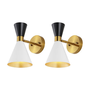 Safavieh ANOYA, Handcrafted Iron Wall Sconce Set of 2 - Modern Multi-Tone White/Black/Brass Finish Elegance SCN4090A-SET2