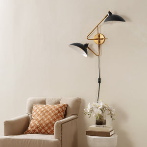 Safavieh ASPERA, Set of 2 Elegant 14.5-Inch Brass/Black Iron Wall Sconces for Modern Interior Spaces SCN4091A-SET2