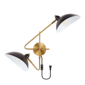 Safavieh ASPERA, Set of 2 Elegant 14.5-Inch Brass/Black Iron Wall Sconces for Modern Interior Spaces SCN4091A-SET2