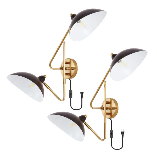 Safavieh ASPERA, Set of 2 Elegant 14.5-Inch Brass/Black Iron Wall Sconces for Modern Interior Spaces SCN4091A-SET2