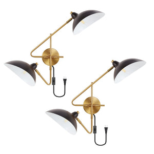 Safavieh ASPERA, Set of 2 Elegant 14.5-Inch Brass/Black Iron Wall Sconces for Modern Interior Spaces SCN4091A-SET2