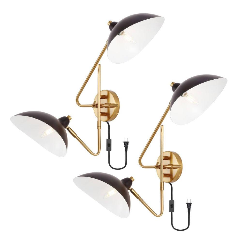 Safavieh ASPERA, Set of 2 Elegant 14.5-Inch Brass/Black Iron Wall Sconces for Modern Interior Spaces SCN4091A-SET2