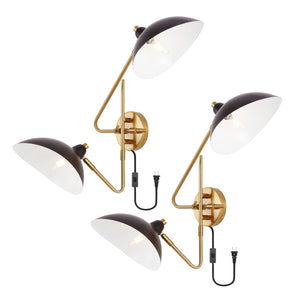 Safavieh ASPERA, Set of 2 Elegant 14.5-Inch Brass/Black Iron Wall Sconces for Modern Interior Spaces SCN4091A-SET2