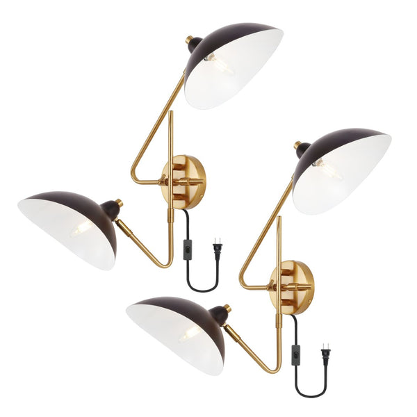 Safavieh ASPERA, Set of 2 Elegant 14.5-Inch Brass/Black Iron Wall Sconces for Modern Interior Spaces SCN4091A-SET2
