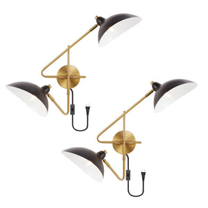 Safavieh ASPERA, Set of 2 Elegant 14.5-Inch Brass/Black Iron Wall Sconces for Modern Interior Spaces SCN4091A-SET2