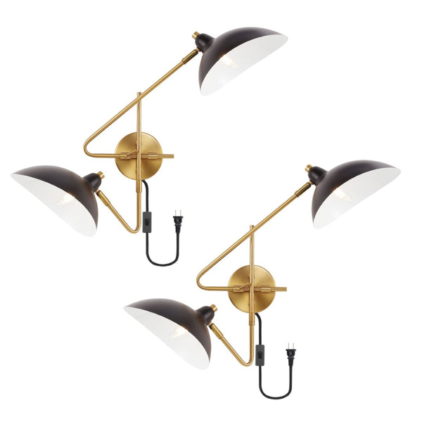 Safavieh ASPERA, Set of 2 Elegant 14.5-Inch Brass/Black Iron Wall Sconces for Modern Interior Spaces SCN4091A-SET2