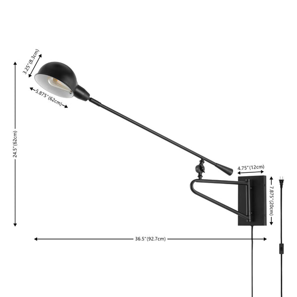 Safavieh MOXLEY, 36.5 INCH BLACK IRON WALL SCONCE - Modern Minimalist Lighting for Home & Commercial Spaces SCN4092A