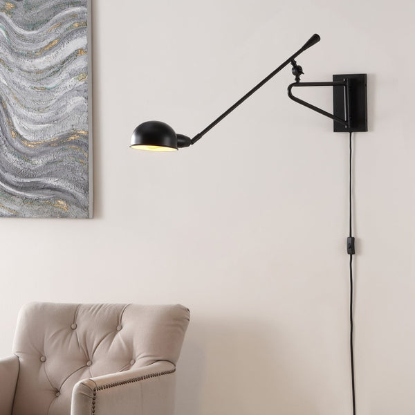 Safavieh MOXLEY, 36.5 INCH BLACK IRON WALL SCONCE - Modern Minimalist Lighting for Home & Commercial Spaces SCN4092A