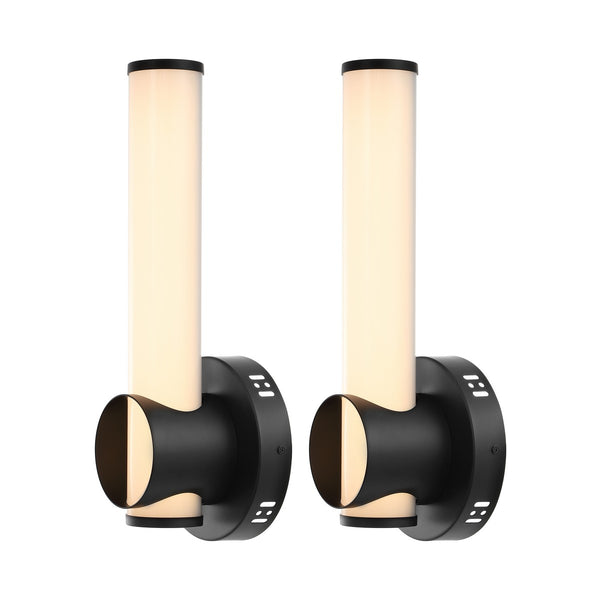 Safavieh Toia, Led Light, 4.375 Inch, Black, Acrylic/Iron Wall Sconce Set Of 2 X23 Black / White 5.875" x 4.375" x 15.5"