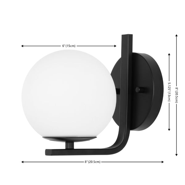 Safavieh LIRAZ, Modern Iron and Glass Wall Sconce Set of 2 for Stylish Home Illumination and Decor Black SCN4096B-SET2