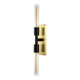 Safavieh Nyx, 2 Light, 24.5 Inch, Brass/Black, Iron/Glass Wall Sconce X23 Brass Gold / Black 4.75" x 3.5" x 24.5"