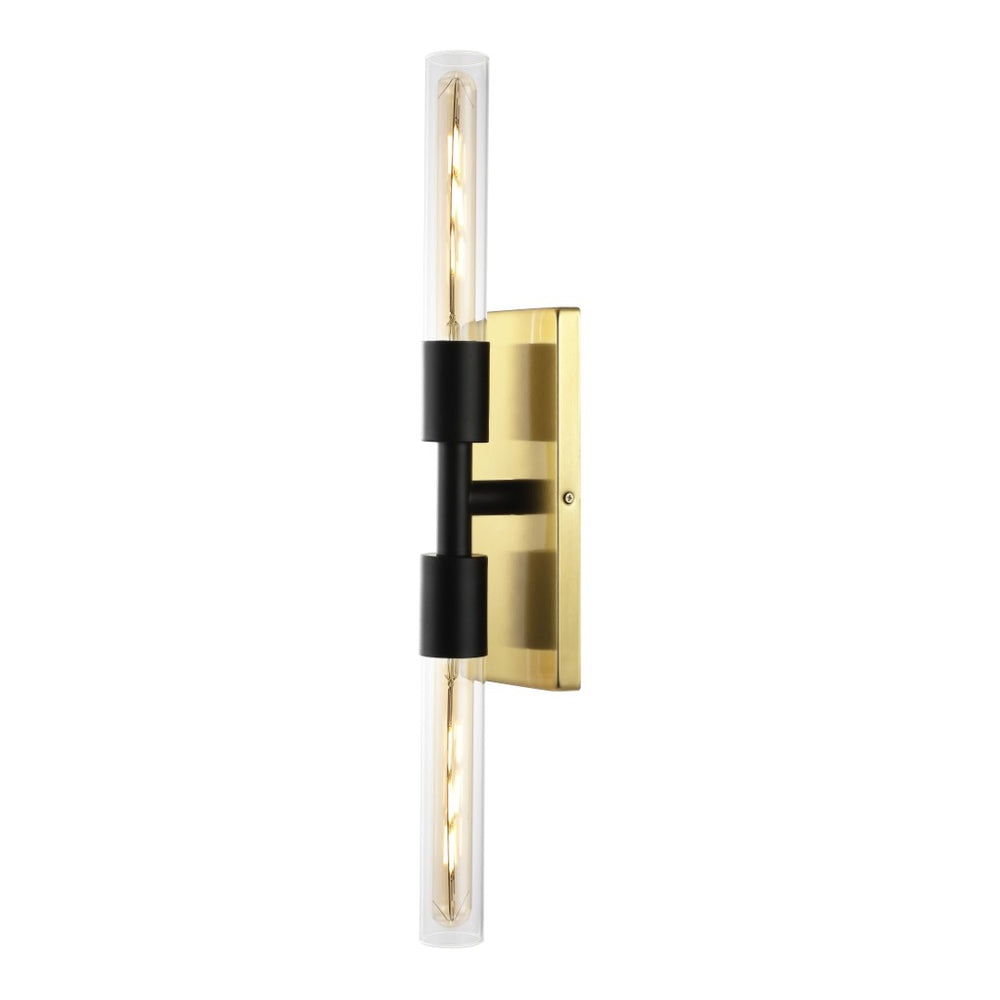 Safavieh NYX, Elegant 2-Light Wall Sconce in Brass & Black - Modern Iron & Glass Design for Any Space SCN4097A