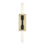 Safavieh Nyx, 2 Light, 24.5 Inch, Brass/Black, Iron/Glass Wall Sconce X23 Brass Gold / Black 4.75" x 3.5" x 24.5"