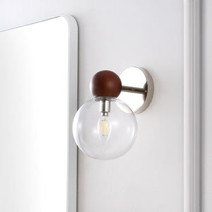 Safavieh RIO, RIO Wall Sconce Set of 2 - Dark Walnut & Nickel, Modern Iron & Glass Accents for Elegant Lighting SCN4098A-SET2