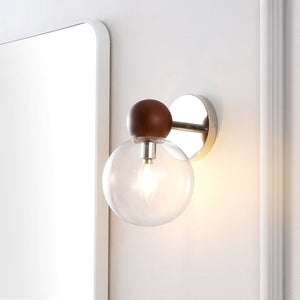 Safavieh RIO, RIO Wall Sconce Set of 2 - Dark Walnut & Nickel, Modern Iron & Glass Accents for Elegant Lighting SCN4098A-SET2