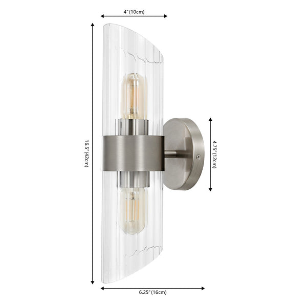 Safavieh Eytan, 2 Light, 4 Inch, Brushed Nickle, Iron/Glass Wall Sconce Set Of 2​ - Set of 2 Nickel SCN4099A-SET2