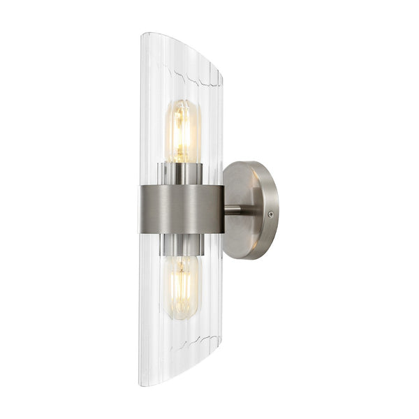 Safavieh Eytan, 2 Light, 4 Inch, Brushed Nickle, Iron/Glass Wall Sconce Set Of 2​ - Set of 2 Nickel SCN4099A-SET2