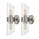 Safavieh Eytan, 2 Light, 4 Inch, Brushed Nickle, Iron/Glass Wall Sconce Set Of 2​ - Set of 2 Nickel SCN4099A-SET2