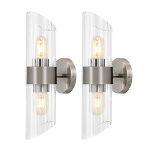 Safavieh Eytan, 2 Light, 4 Inch, Brushed Nickle, Iron/Glass Wall Sconce Set Of 2​ - Set of 2 Nickel SCN4099A-SET2