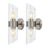 Safavieh Eytan, 2 Light, 4 Inch, Brushed Nickle, Iron/Glass Wall Sconce Set Of 2​ - Set of 2 Nickel SCN4099A-SET2