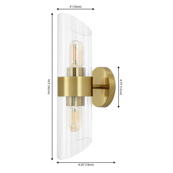 Safavieh  Eytan, 2 Light, 4 Inch, Brass, Iron/Glass Wall Sconce Set Of - Set of 2 Brass Gold SCN4099B-SET2