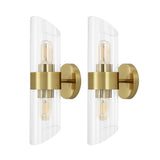 Safavieh  Eytan, 2 Light, 4 Inch, Brass, Iron/Glass Wall Sconce Set Of - Set of 2 Brass Gold SCN4099B-SET2