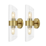 Safavieh  Eytan, 2 Light, 4 Inch, Brass, Iron/Glass Wall Sconce Set Of - Set of 2 Brass Gold SCN4099B-SET2