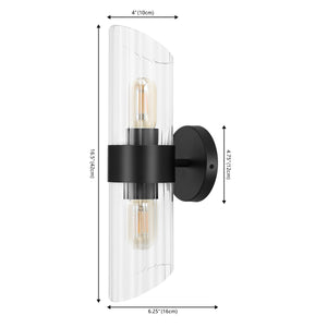 Safavieh  Eytan, 2 Light, 4 Inch, Black, Iron/Glass Wall Sconce Set Of 2​ - Set of 2 Black SCN4099C-SET2