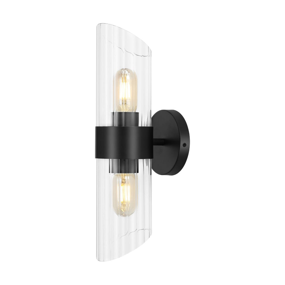Safavieh EYTAN, 2-Light Wall Sconce Set of 2 - Modern Iron & Glass Design for Elegant Ambient Lighting Black SCN4099C-SET2