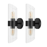 Safavieh  Eytan, 2 Light, 4 Inch, Black, Iron/Glass Wall Sconce Set Of 2​ - Set of 2 Black SCN4099C-SET2