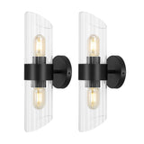 Safavieh  Eytan, 2 Light, 4 Inch, Black, Iron/Glass Wall Sconce Set Of 2​ - Set of 2 Black SCN4099C-SET2