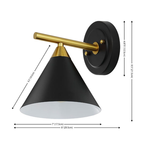 Safavieh WYANET, Elegant 8-Inch Iron Wall Sconce Set of 2, Perfect for Hallways and Living Spaces Decor Black / Brass SCN4101A-SET2