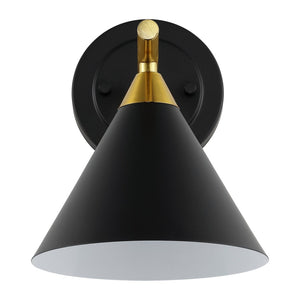 Safavieh WYANET, Elegant 8-Inch Iron Wall Sconce Set of 2, Perfect for Hallways and Living Spaces Decor Black / Brass SCN4101A-SET2