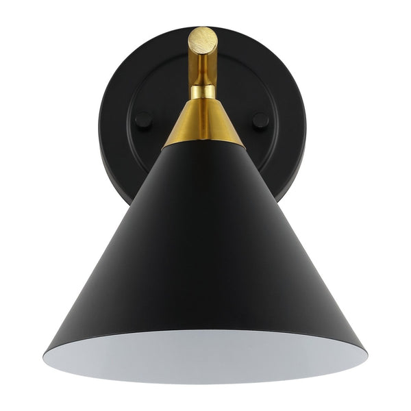 Safavieh WYANET, Elegant 8-Inch Iron Wall Sconce Set of 2, Perfect for Hallways and Living Spaces Decor Black / Brass SCN4101A-SET2