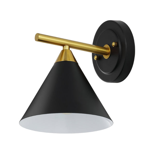 Safavieh WYANET, Elegant 8-Inch Iron Wall Sconce Set of 2, Perfect for Hallways and Living Spaces Decor Black / Brass SCN4101A-SET2