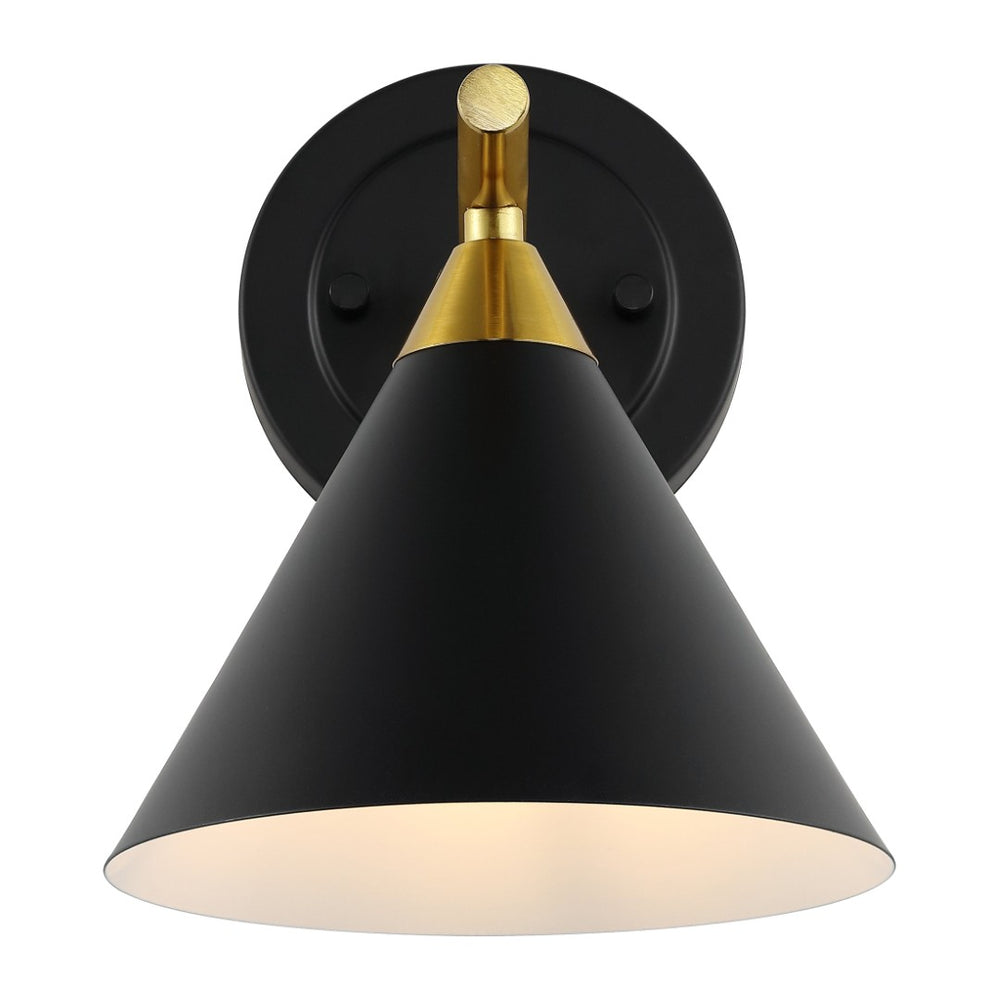 Safavieh WYANET, Elegant 8-Inch Iron Wall Sconce Set of 2, Perfect for Hallways and Living Spaces Decor Black / Brass SCN4101A-SET2