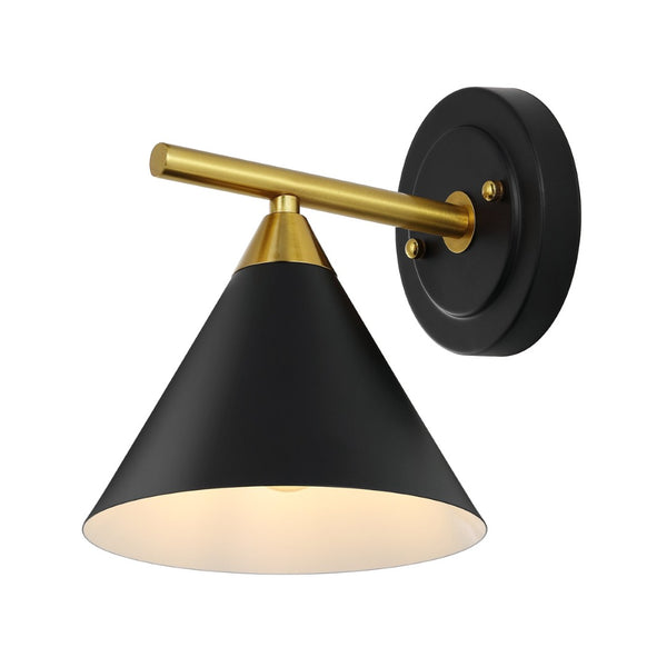 Safavieh WYANET, Elegant 8-Inch Iron Wall Sconce Set of 2, Perfect for Hallways and Living Spaces Decor Black / Brass SCN4101A-SET2