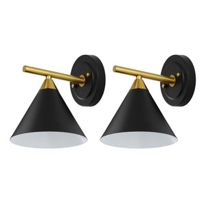 Safavieh WYANET, Elegant 8-Inch Iron Wall Sconce Set of 2, Perfect for Hallways and Living Spaces Decor Black / Brass SCN4101A-SET2